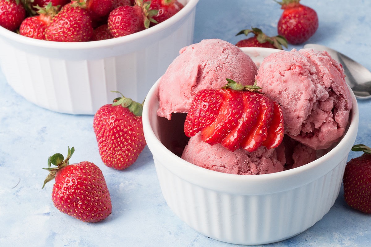 Balsamic Strawberries Over Ice Cream
