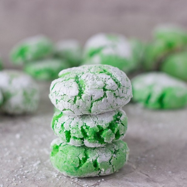 Low Fat Green Mint Crinkle Cookies