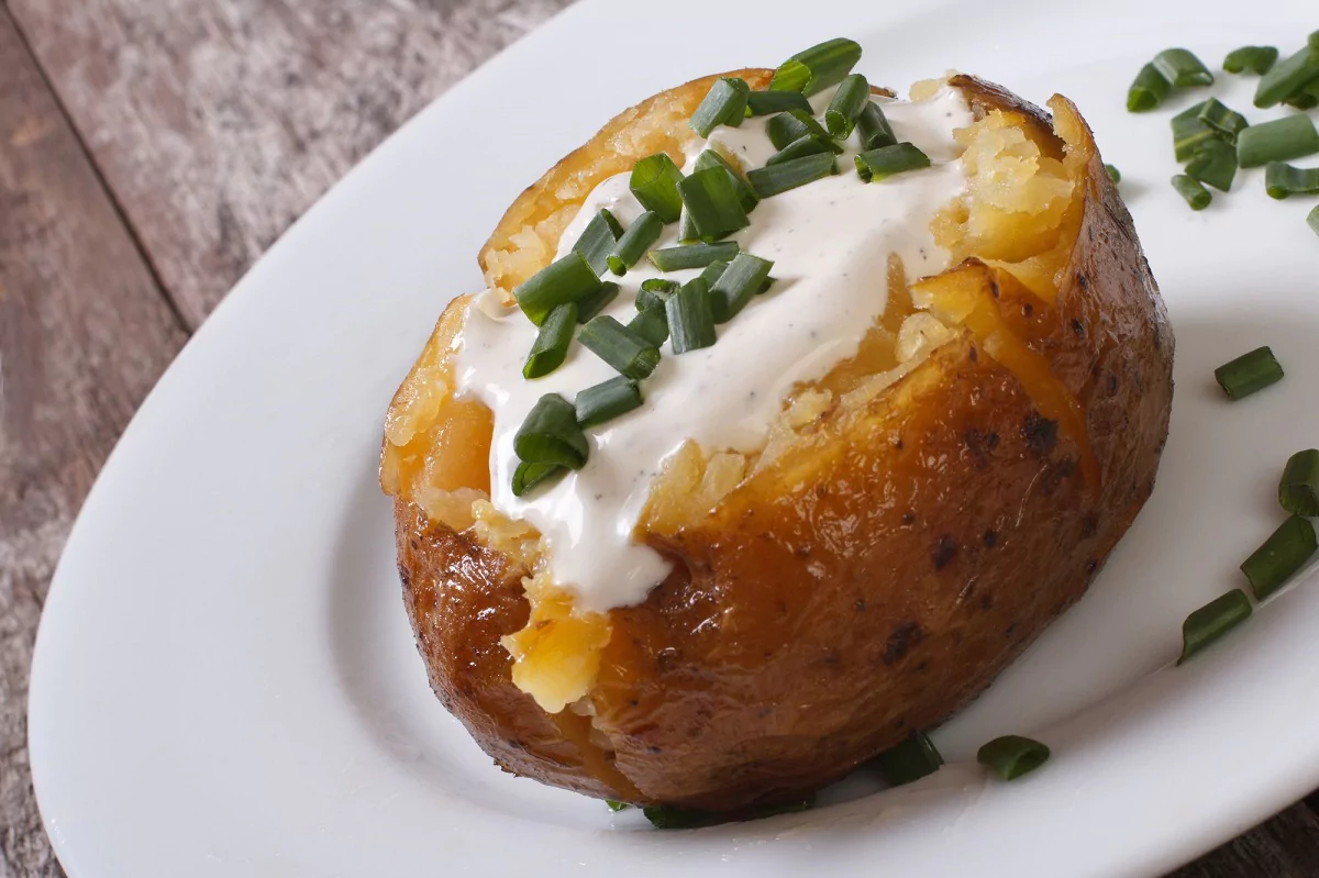 Grilled baked potato