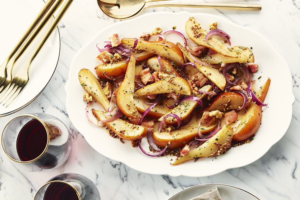Sautéed Pears With Bacon And Mustard Dressing