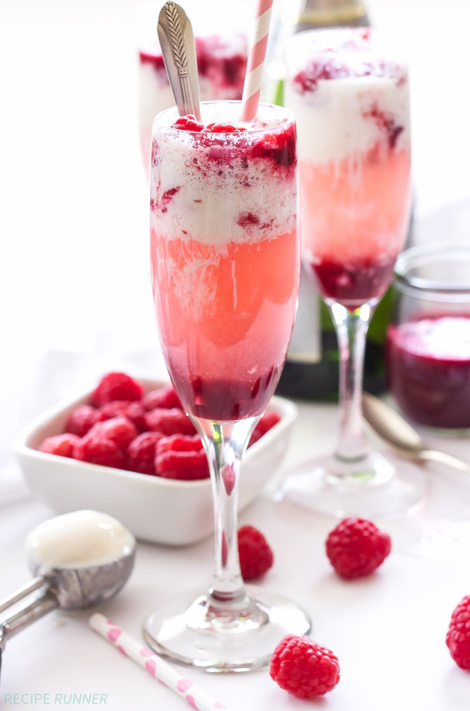 Champagne And Raspberry Ice Cream Float