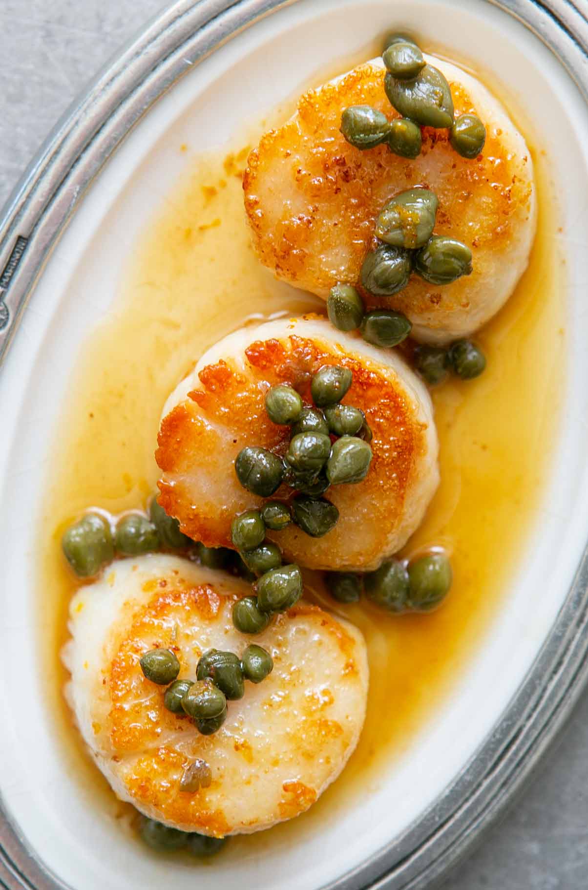 Seared Scallops With Brown Butter Caper Sauce