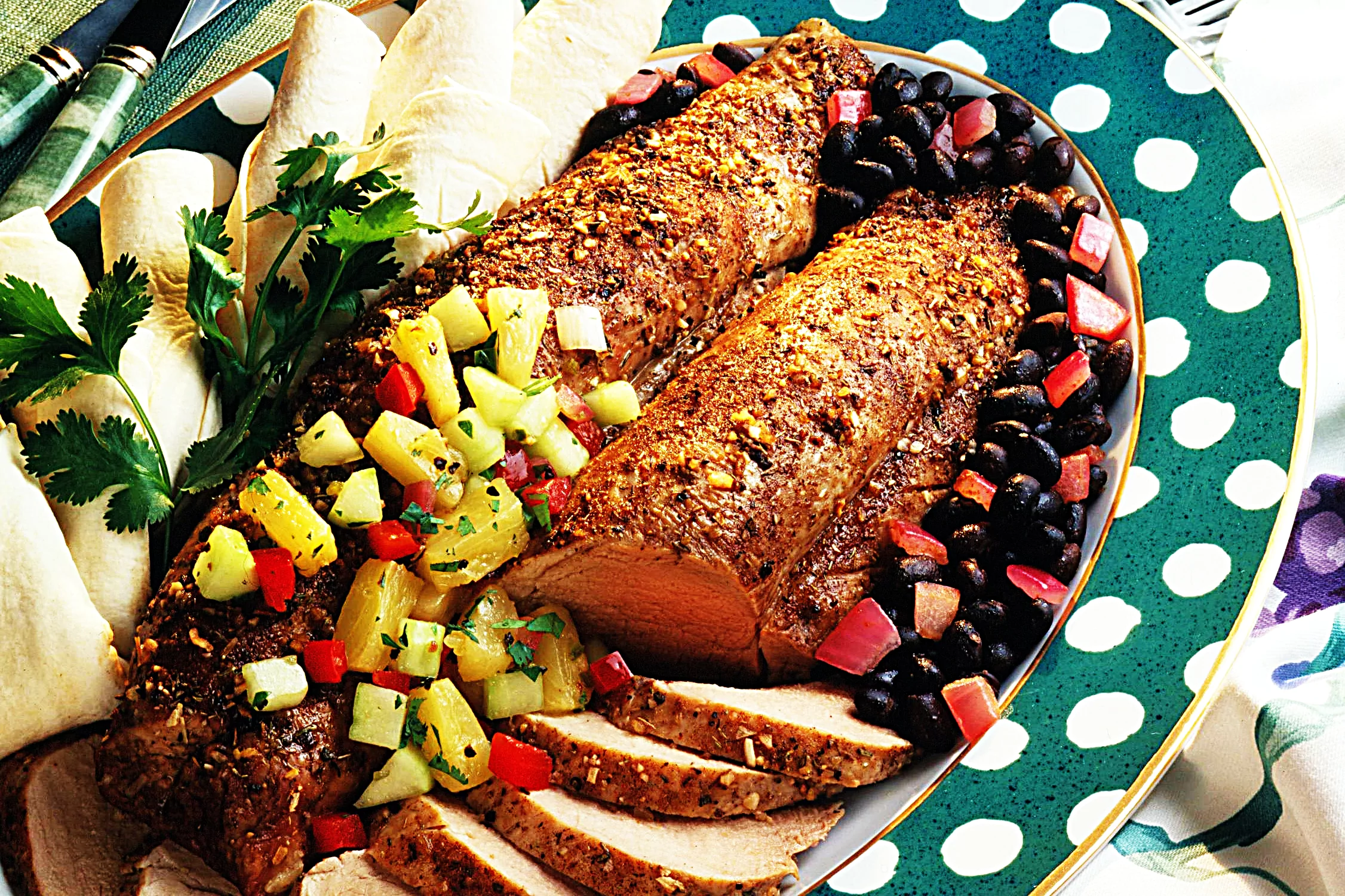 Stupid-Easy Recipe for Jerk Pork Tenderloin with Black Beans and Pineapple & Cucumber Salsa (#1 Top-Rated)