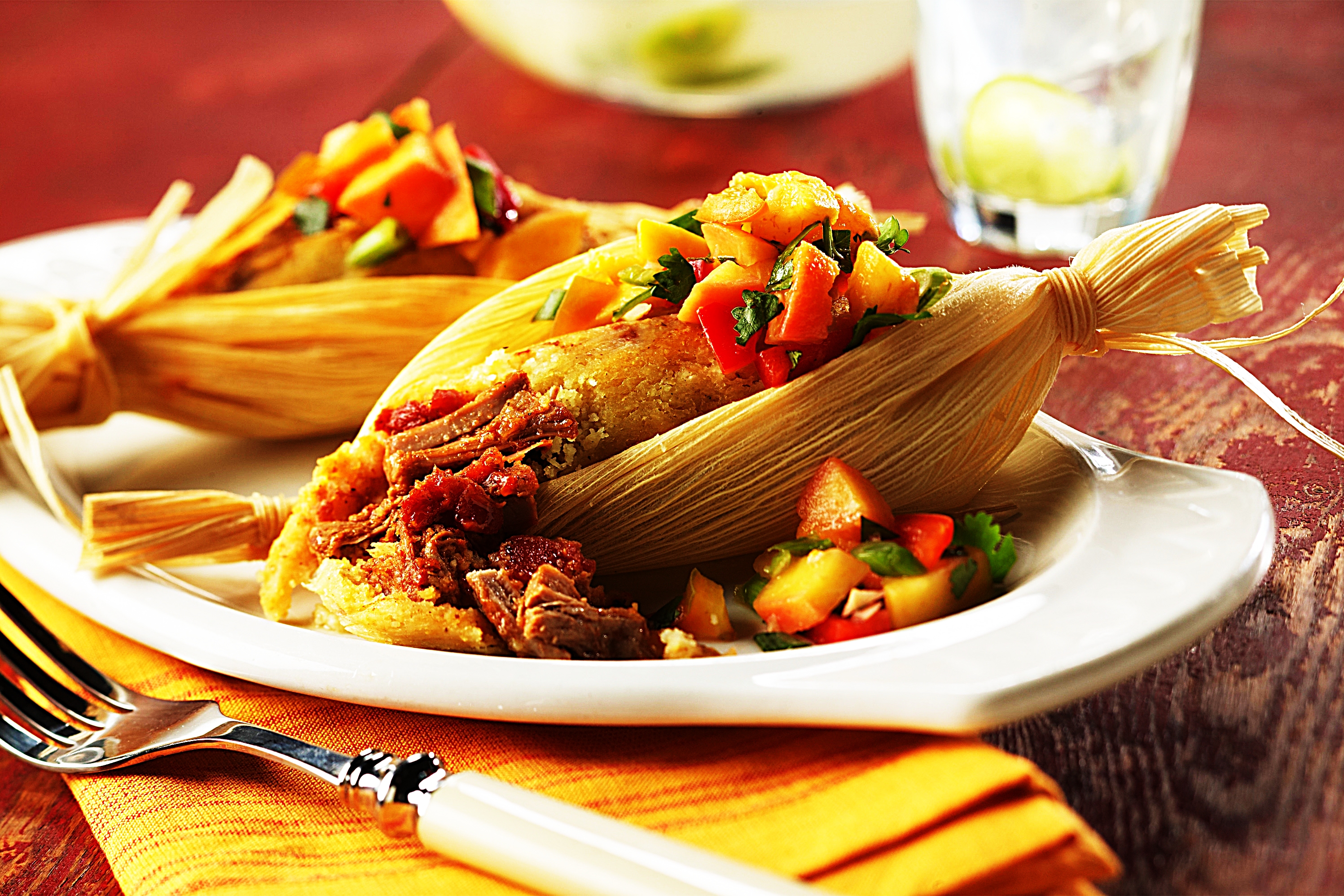 Stupid-Easy Recipe for Tamale with Spanish Braised Pork Shank and White Peach Salsa (#1 Top-Rated)