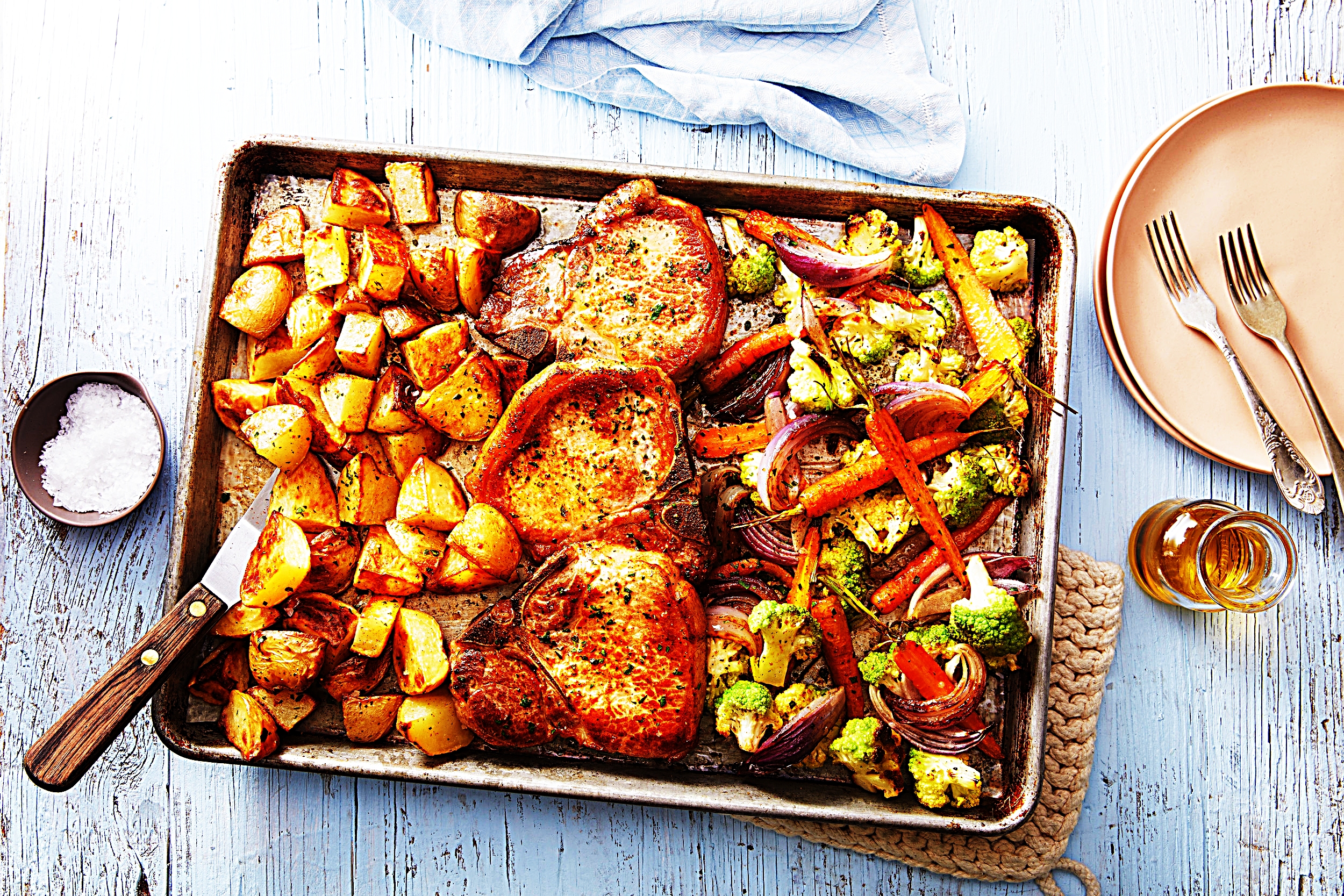 Stupid-Easy Recipe for Quick & Easy Sheet Pan Pork Chops with Roasted Potatoes and Veggies (#1 Top-Rated)