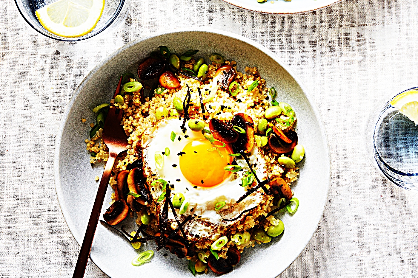 Stupid-Easy Recipe for Sesame Fried Egg and Mushroom Quinoa Bowls (#1 Top-Rated)
