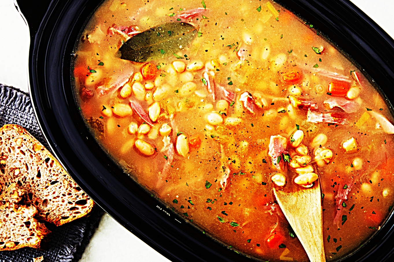 Stupid-Easy Recipe for Slow Cooker Smoky Ham and White Bean Soup (#1 Top-Rated)