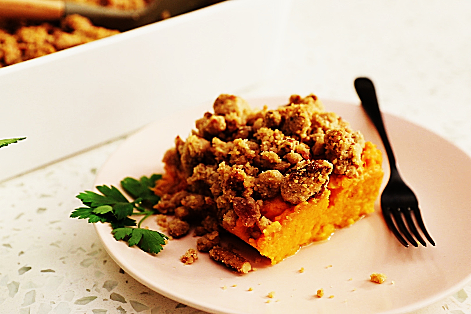 Stupid-Easy Recipe for Sweet Potato Casserole with Bacon Pecan Crumble (#1 Top-Rated)