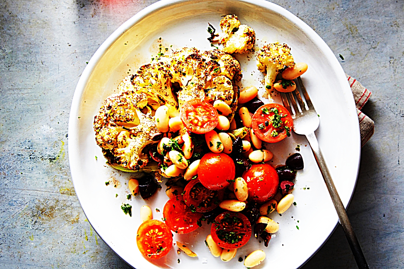 Stupid-Easy Recipe for Za’atar-Roasted Cauliflower Steaks with Bean Salad (#1 Top-Rated)