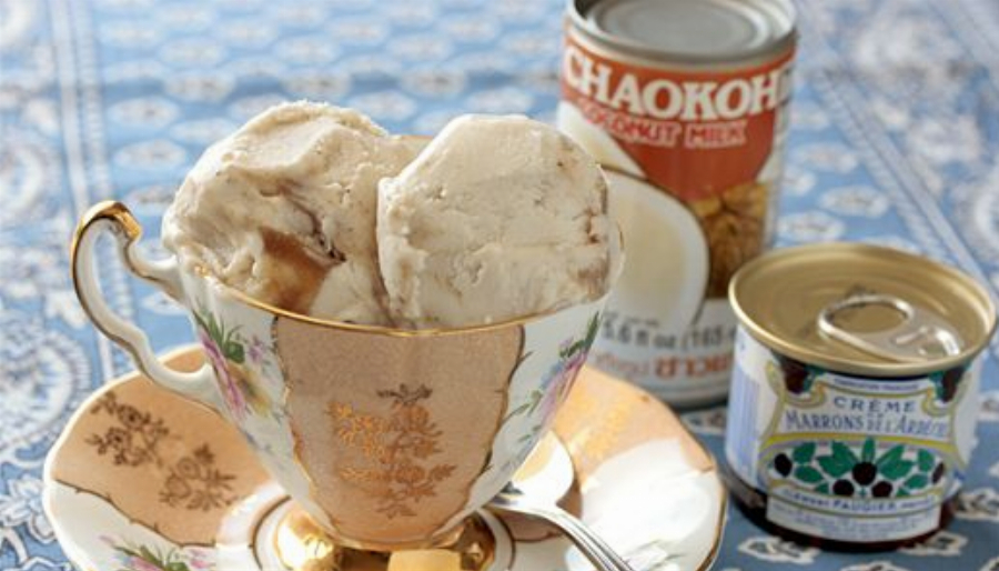 Coconut Milk Ice Cream Recipe with Chestnut Swirl