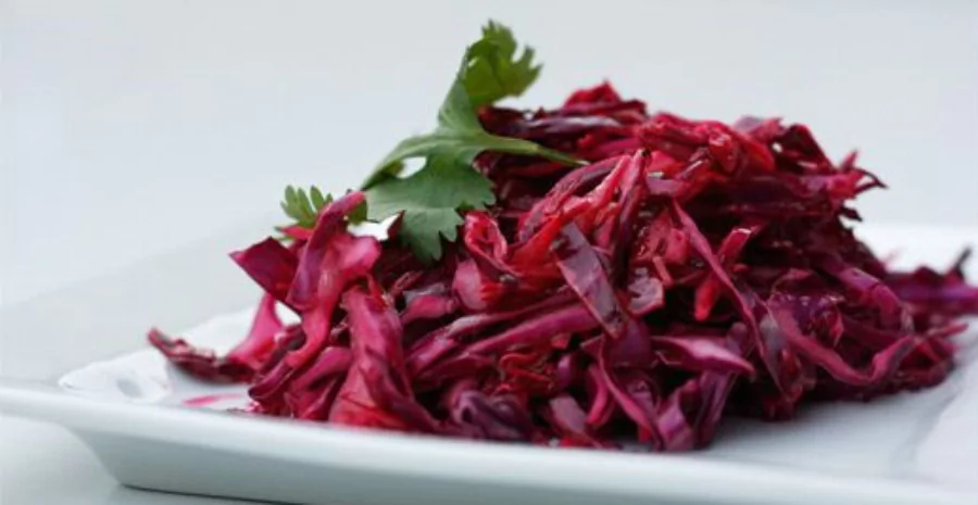 Recipe For Red Cabbage Salad with Poppy Seed and Caramelized Onion Vinaigrette