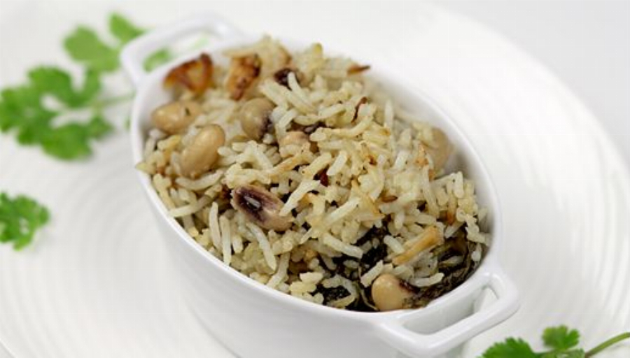 Indian Style Black Eyed Pea Rice (Pulao Recipe)