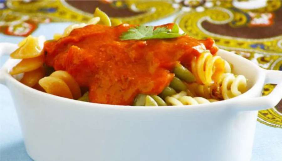 Recipe For Tri-Color Fusilli Pasta with Mascarpone Tomato Sauce