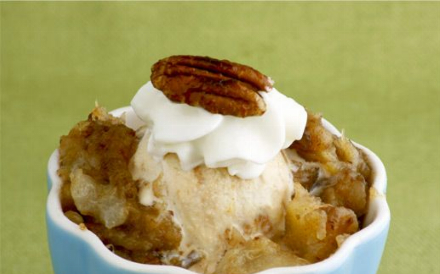 Recipe For Dulce de Leche Ice Cream with Date and Pear Compote and Candied Pecans
