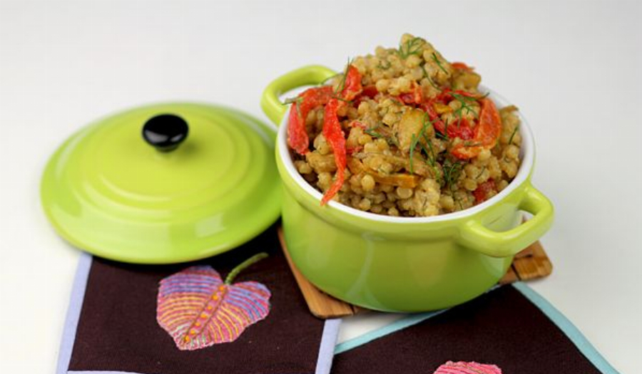 Recipe For Israeli Couscous Risotto with Roasted Bell Peppers
