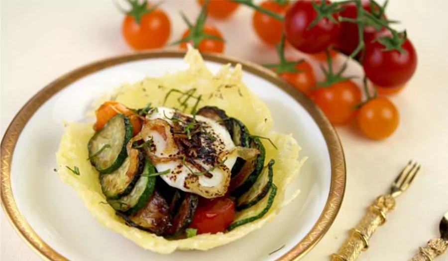 Recipe For Vegetable Tian in Parmesan Cups