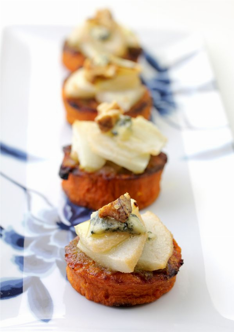 Pear Blue Cheese Yam Appetizers (Thanksgiving Recipe)
