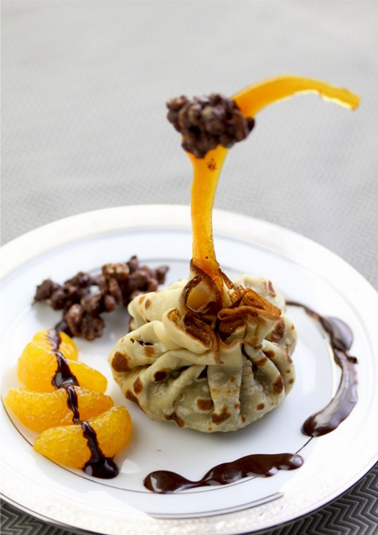 Mandarin Chocolate Mousse Filled Crepe Recipe