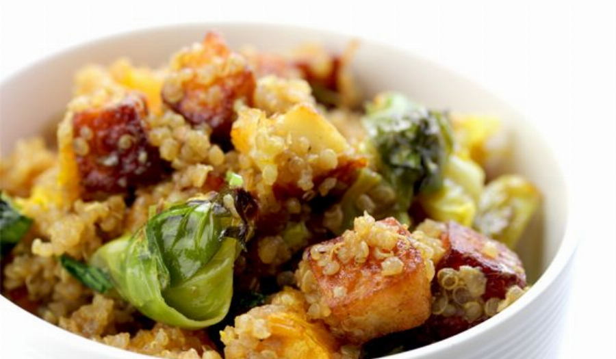 Paneer, Brussel Sprout and Butternut Squash Quinoa Recipe