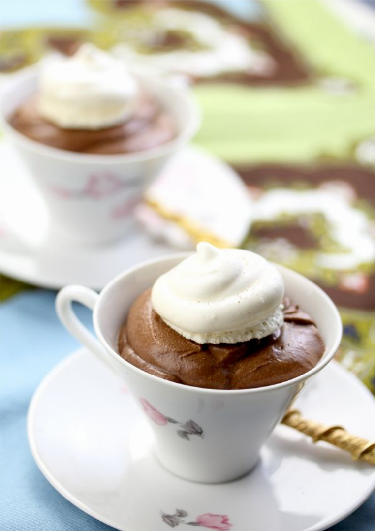 Recipe For Cardamom Chocolate Mousse topped with Meringue Cookies