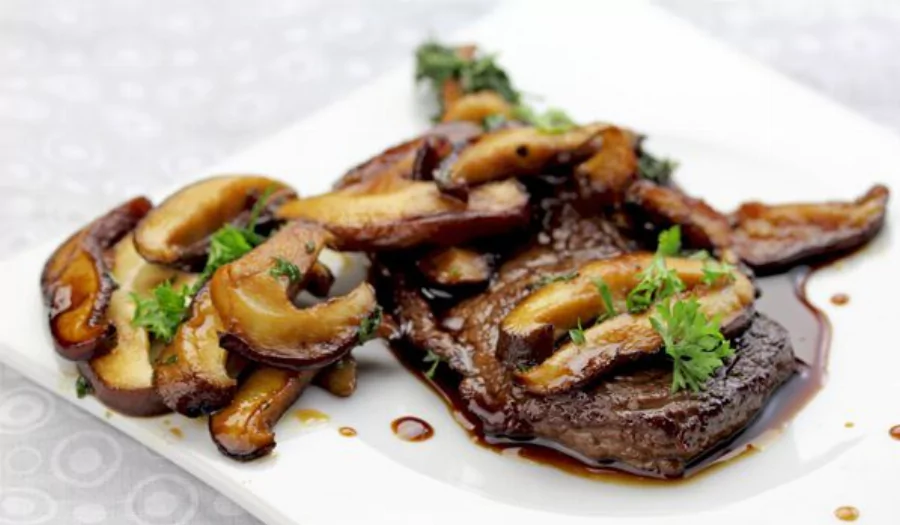 Recipe For Rib-Eye Steaks with Mushroom Coffee Sauce