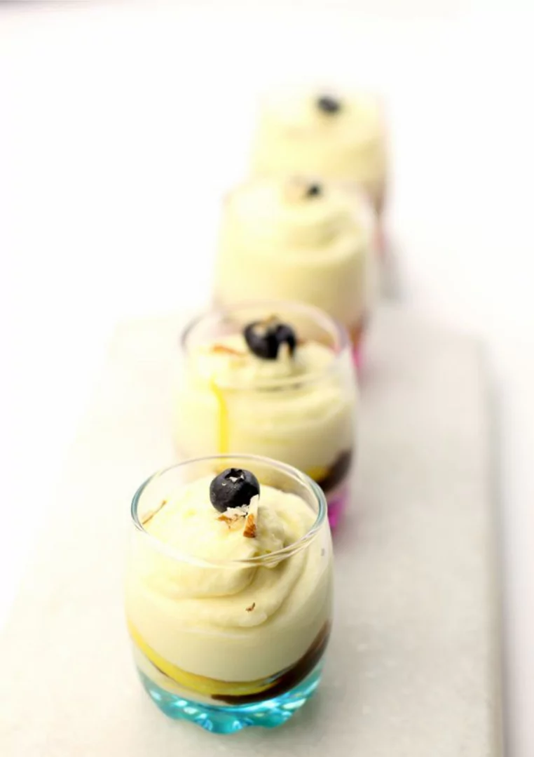 Recipe For Lemon Parfait Cups with Blueberry Chocolate Amaretto Sauce