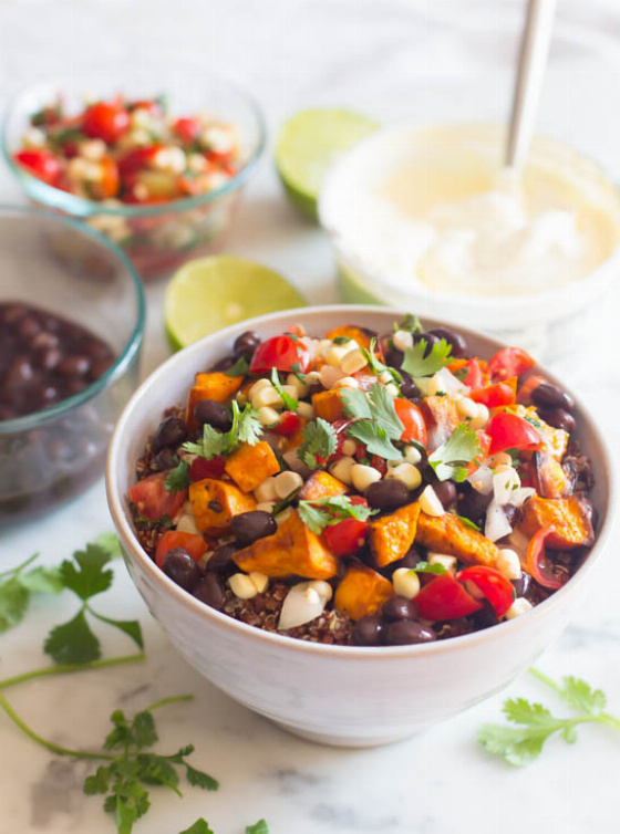 Recipe For Vegetarian Sweet Potato and Black Bean Burrito Bowl