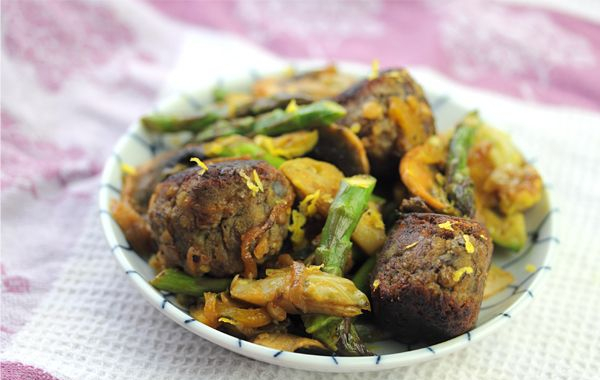 Recipe For Lentil Patties with Winter Vegetable Medley