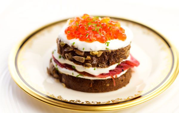 Recipe For Caviar Tower with Beet Carpaccio