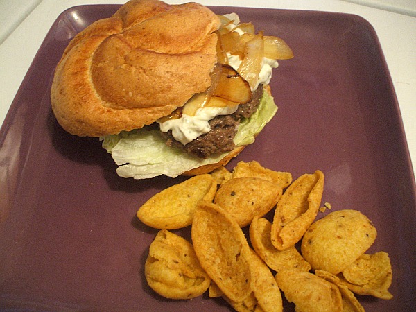 Recipe For Honey Mustard Burgers with Blue Cheese Mayo