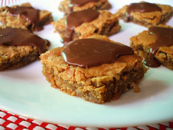 Recipe For Peanut Butter Cookie Bars with Nutella Glaze