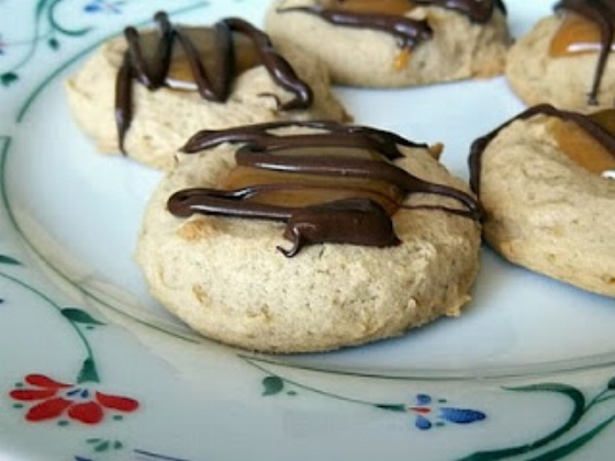 Recipe For Caramel Thumbprints with Chocolate Glaze