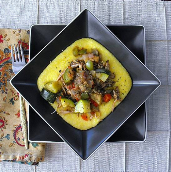 Recipe For Ratatouille and Pulled Pork over Cheese Grits