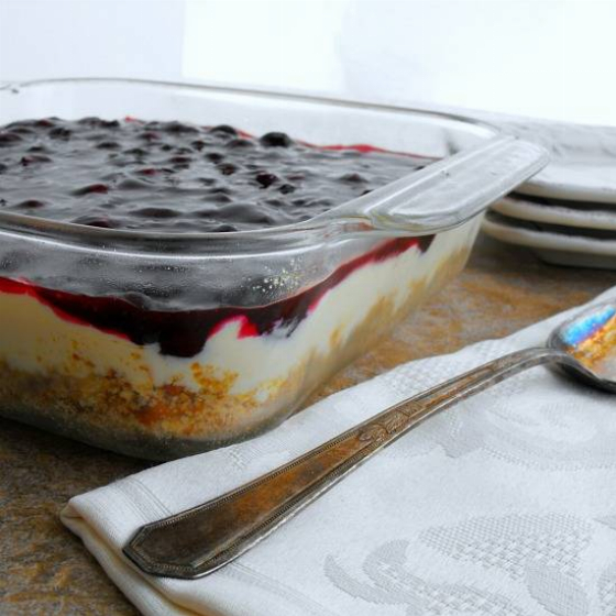 Recipe For Blueberry Cream Dessert with Pretzel Crust